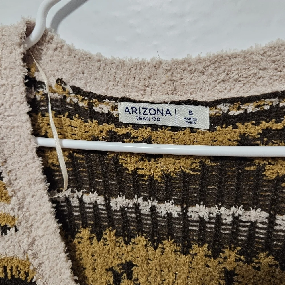 Arizona Jean Co Aztec Tribal Western Earthy Teddy Bear Cardigan Sweater Sz Small - Picture 3 of 6